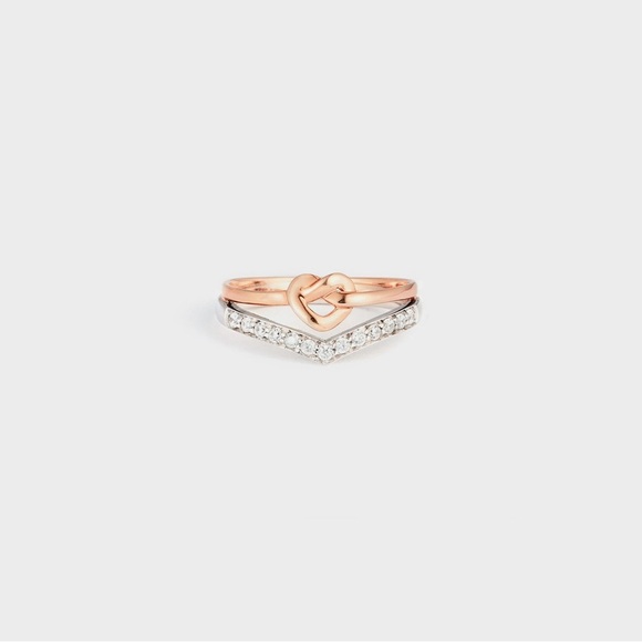 Knotted Heart Shape Inlaid Zircon Ring - Picture 1 of 8